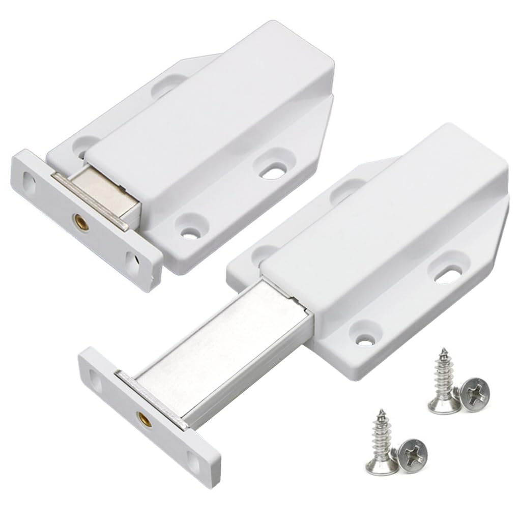 HASTHIP 2Pcs Latch Lock for Door, Magnetic Push Latch Heavy Duty Push to Open Cabinet Hardware Magnetic Touch Latches for Large Door Push Release Latch Kitchen Drawer (White) HASTHIP 2Pcs Latch Lock for Door, Magnetic Push Latch Heavy Duty Push to Open Cabinet Hardware Magnetic Touch Latches for Large Door Push Release Latch Kitchen Drawer (White)